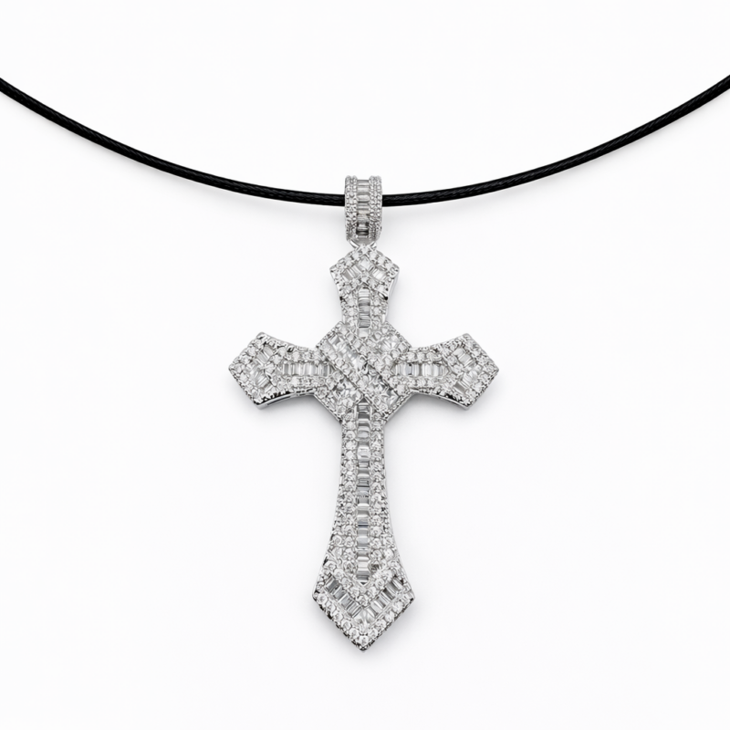 Eterna Ασημί Κολιέ Σταυρός με Ζιρκόν - Unisex