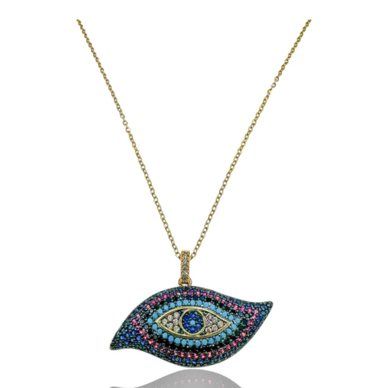Mystic Eye Κολιέ με Μάτι & Πολύχρωμα Ζιρκόν
